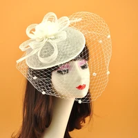 whiteivory black lace wedding party hat with blusher mesh bridal hair piece wedding headpiece tocado novia bibi chapeaux