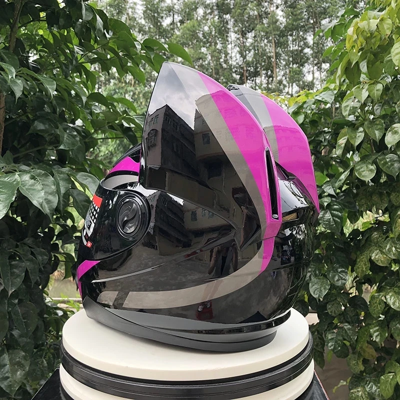 

Men Women Full Face Racing Helmet Personality Cat Helmet Motorcycle Helmet Capacete De Motor Purple Cat's Ear Hat