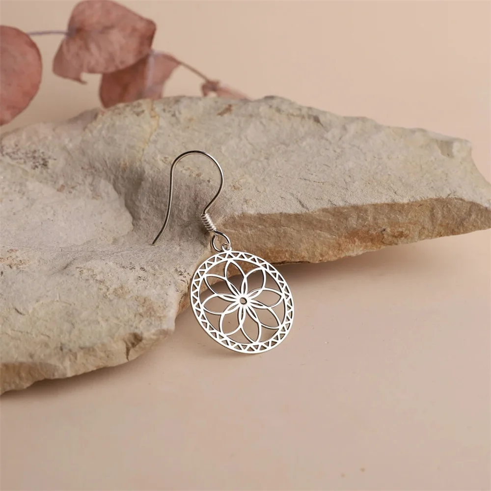 

Vintage Flower of Life Pattern Earrings Stainless Steel Geometric Drop Earrings for Women Girls Fashion Jewelry Birthday Gifts