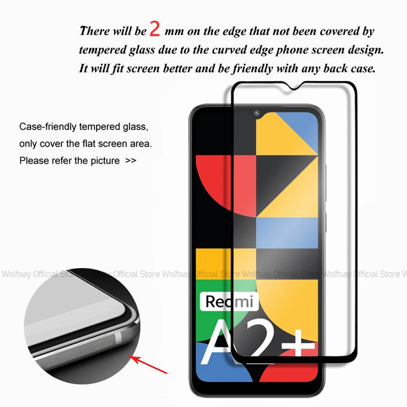 Закаленное стекло для Xiaomi Redmi A2 Plus 2/4 шт. Защитная пленка экрана на клеевой основе