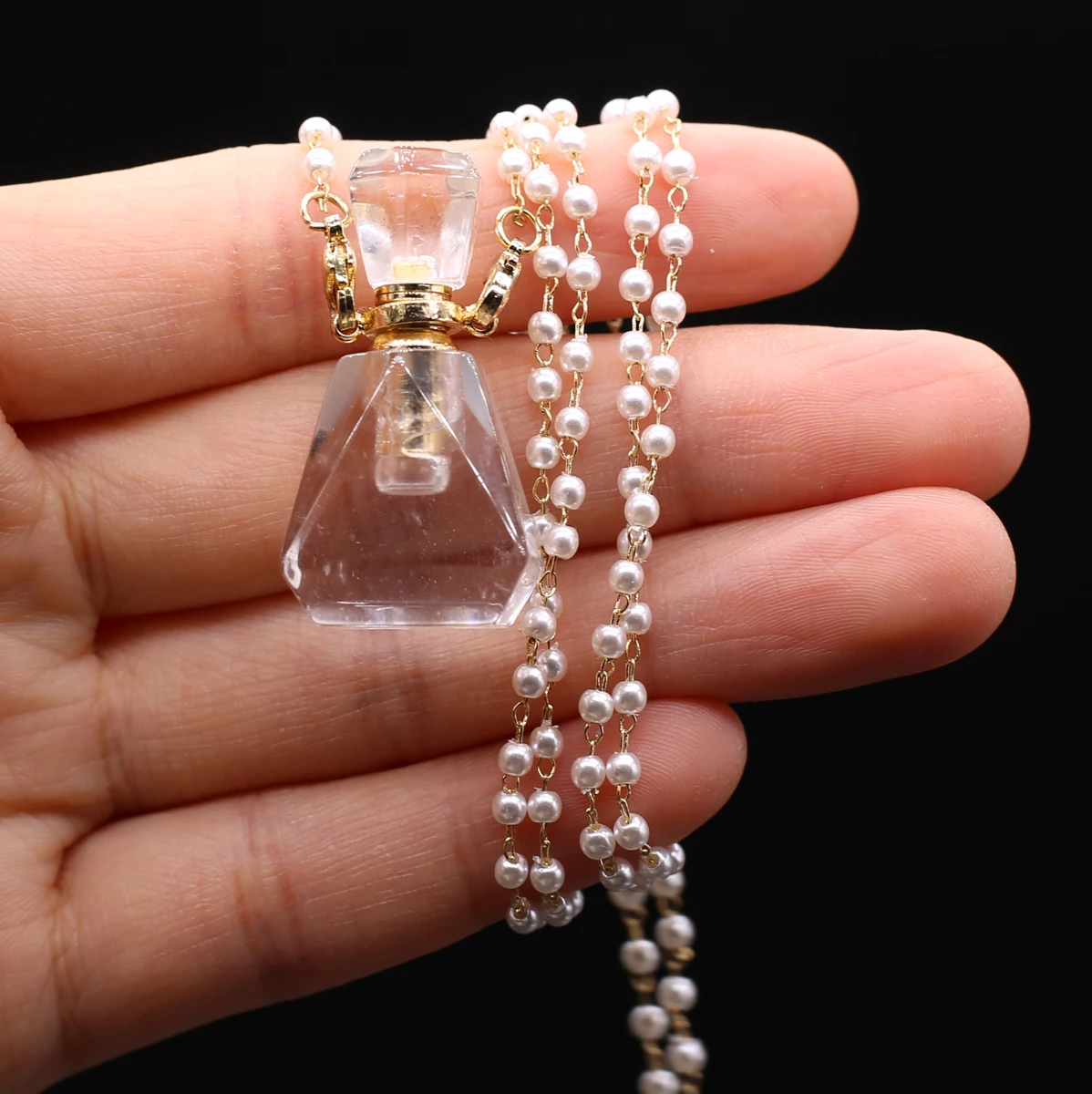 Купи Natural Stones Perfume Bottle Necklace White Crystal Clear Quartz Pendants Charms Neck Chain Necklaces for Women Wedding Jewelry за 348 рублей в магазине AliExpress