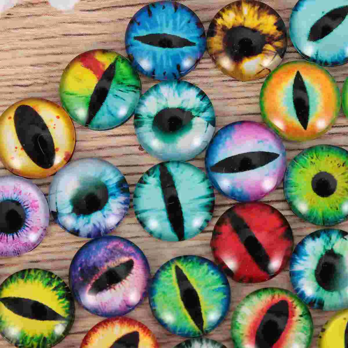 

50 Pcs Time Glass Patch Round Cabochon Vintage Crystal Animal Eye Circle Beads