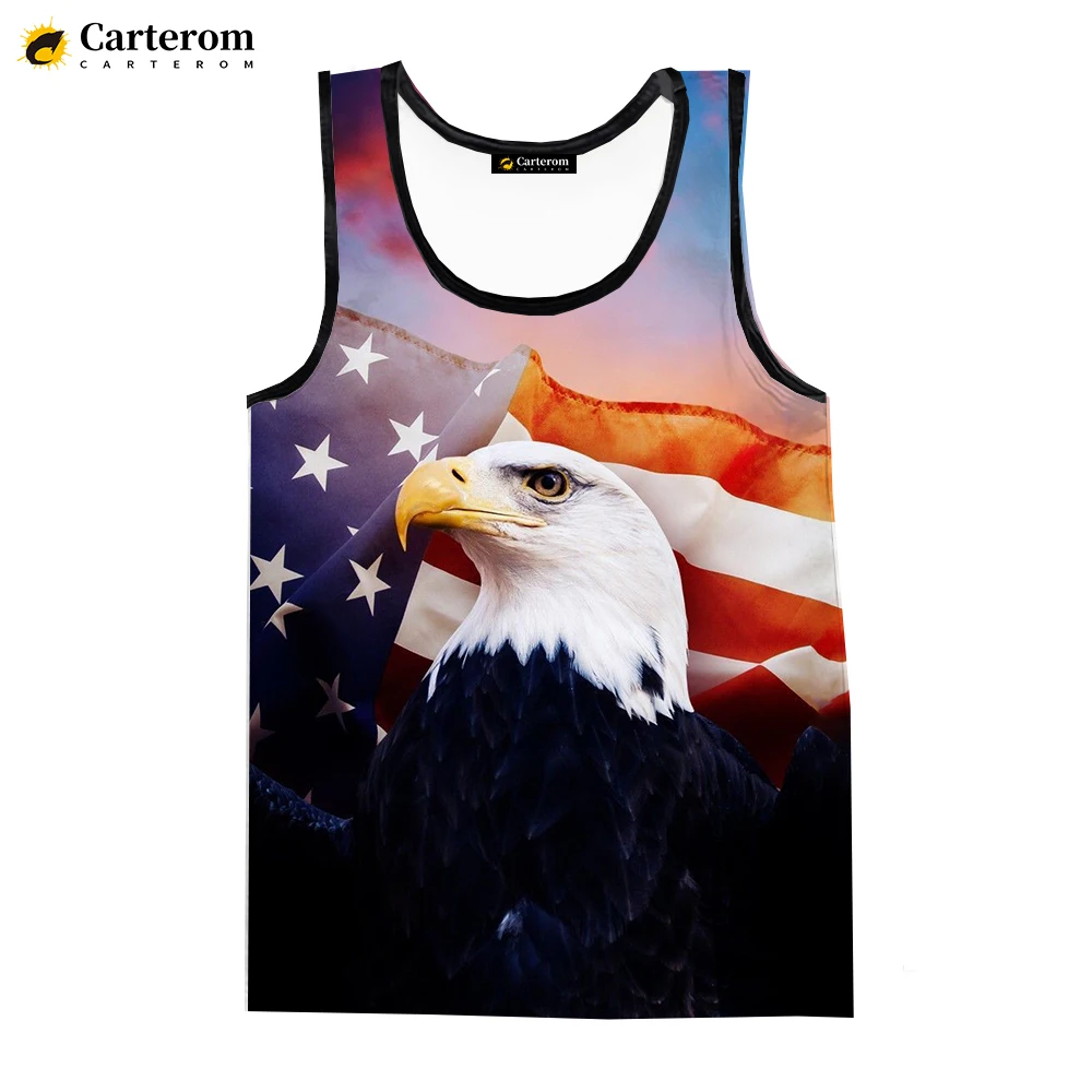 

Майка мужская с американским флагом, модная тенниска без рукавов, майка с цифровым принтом в стиле Харадзюку, майка оверсайз с 3D принтом, лето