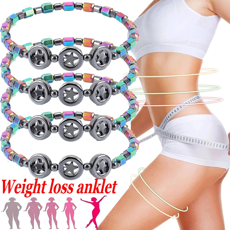 

2PCS Color Buck Black Gallstone Anklet Magnetic Bracelet Slimming Therapy Bracelet Men Women Health Care Jewelry