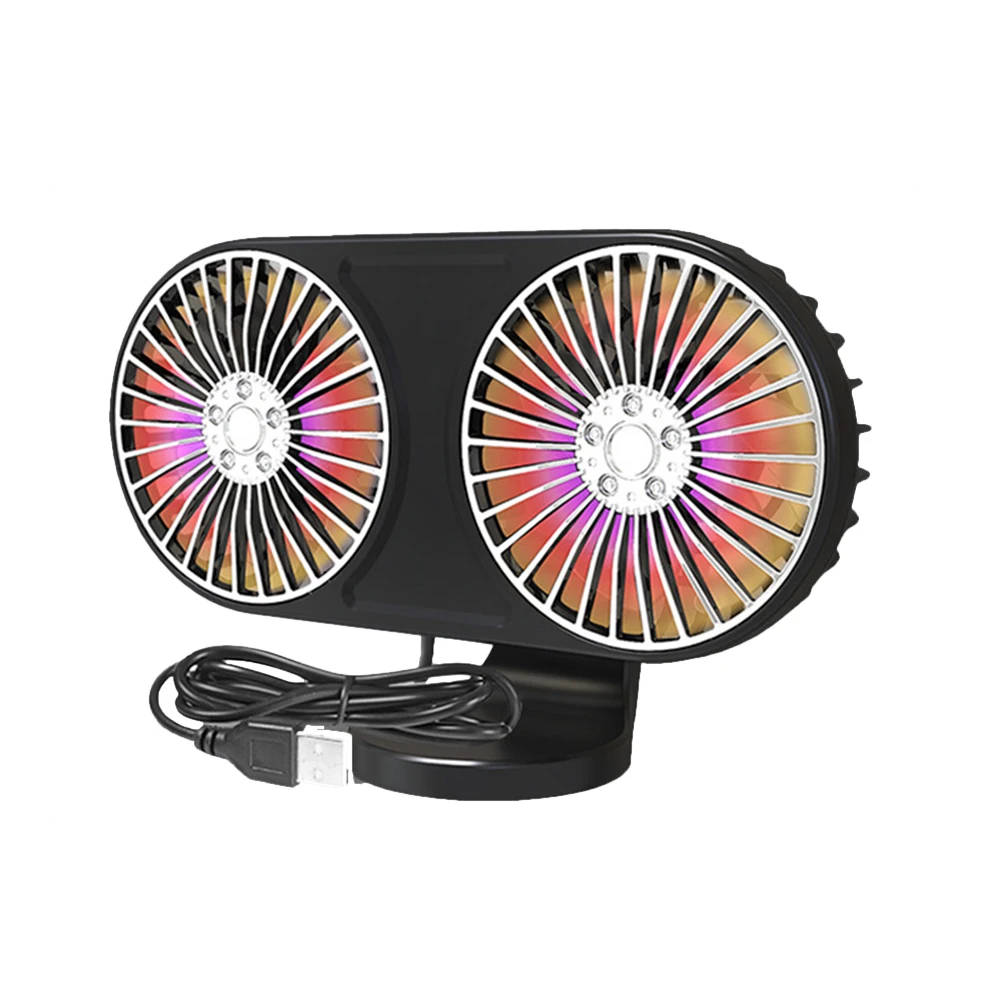 

MINI USB Powered Car Fan Multi-Angle Dual Head 3-Speed Dashboard ABS Three Speeds Summer Cooling Fan Accessories