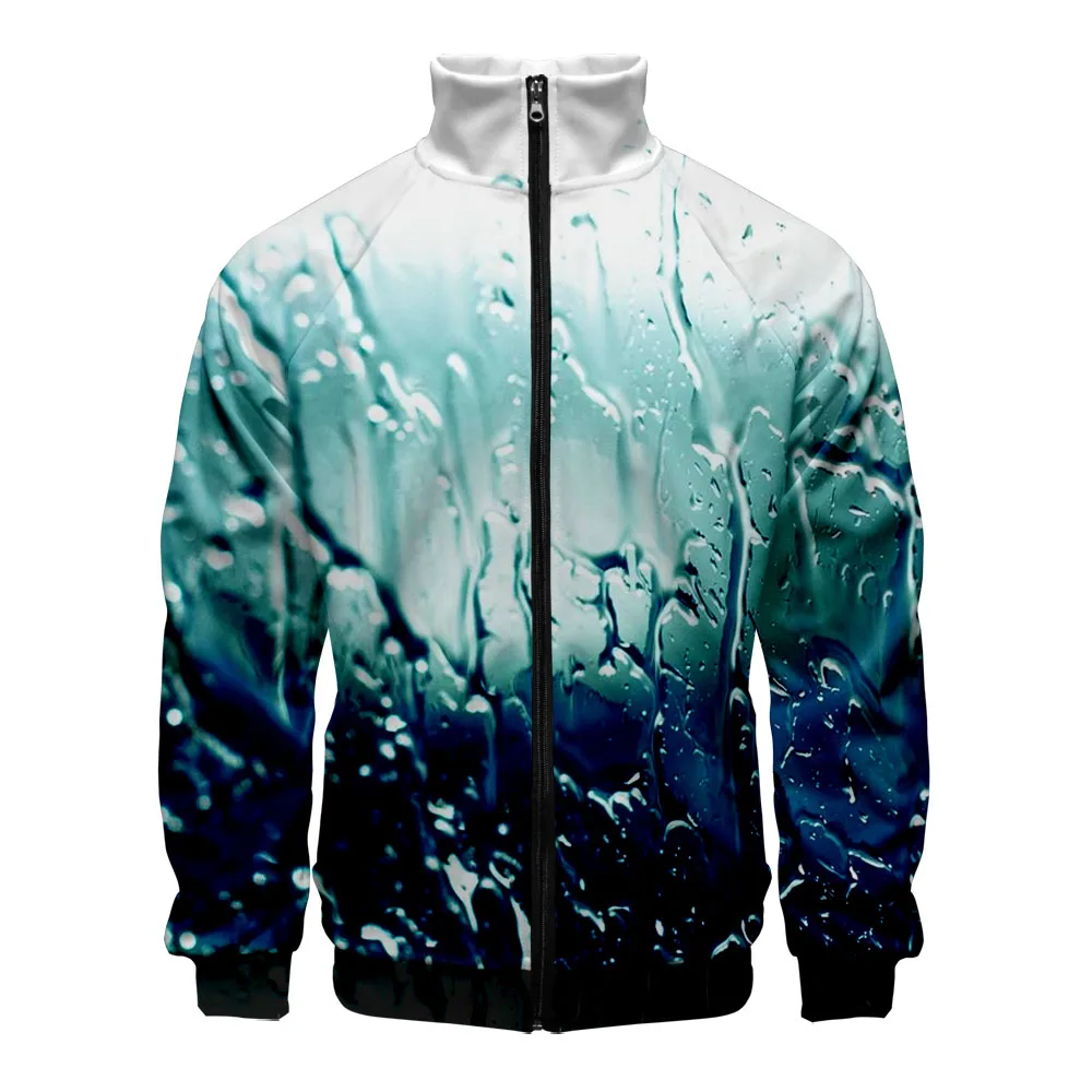 

Spring Autumn Zip Jacket Men Harajuku Style Stand Collar Sweatshirt Hip Hop Streetwear 3D Print Raindrop Personality Jacket 2022