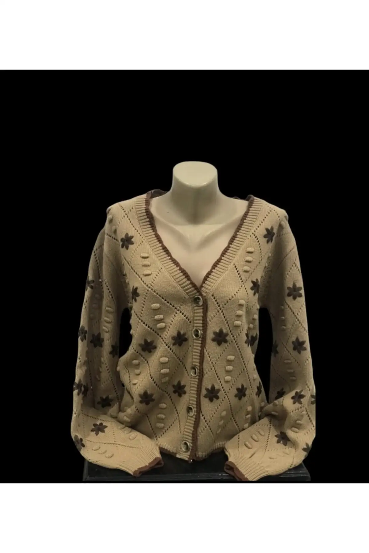 

Women's Cardigan Floral Detail Knit Casual Knitted Quality Fashion Cardigan Sweaters Loose Sweater Jumper