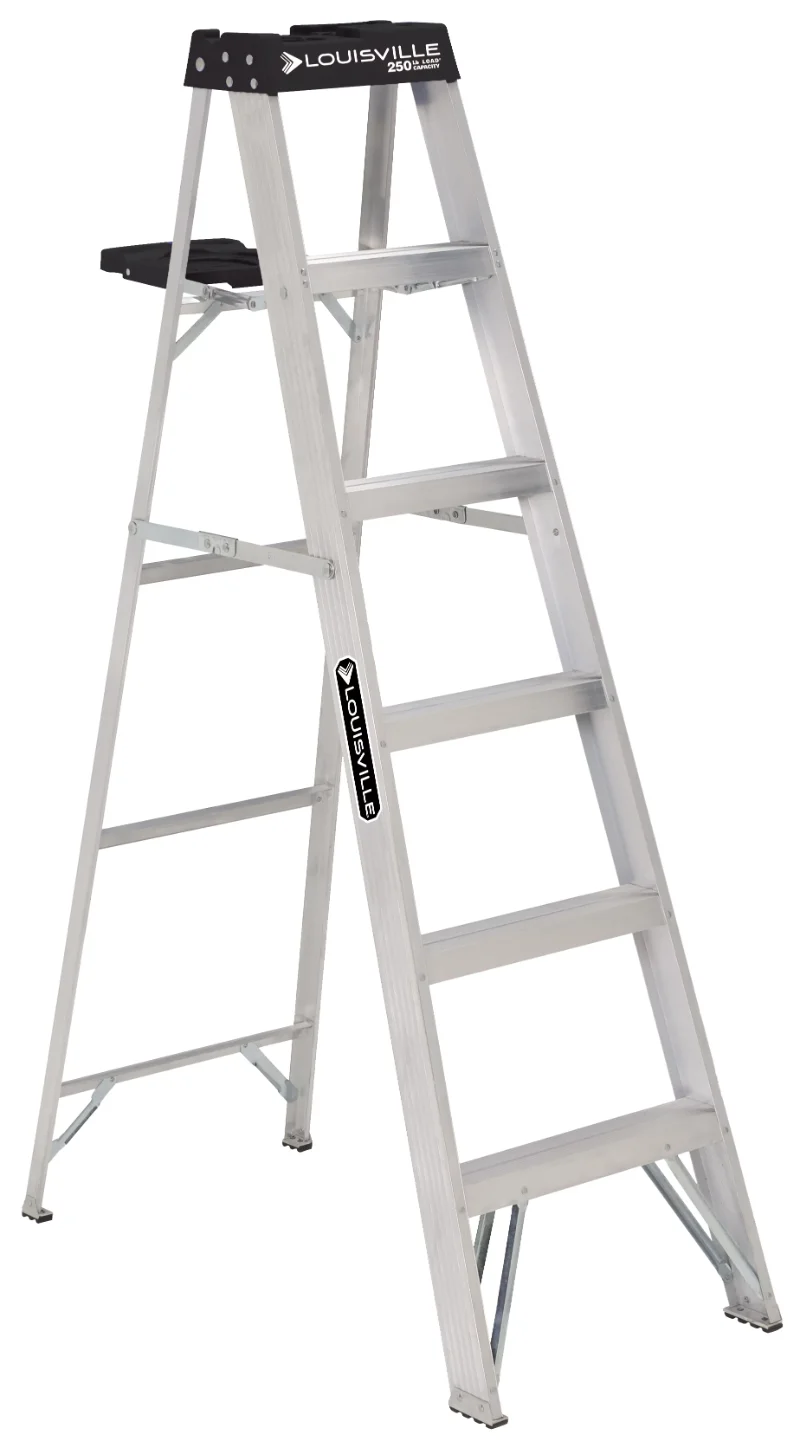 

Louisville Ladder 6' Aluminum Step Ladder, 10' Reach, 250 Lbs Load Capacity, W-2112-06S Escalera Telescopica Telescopic Ladder