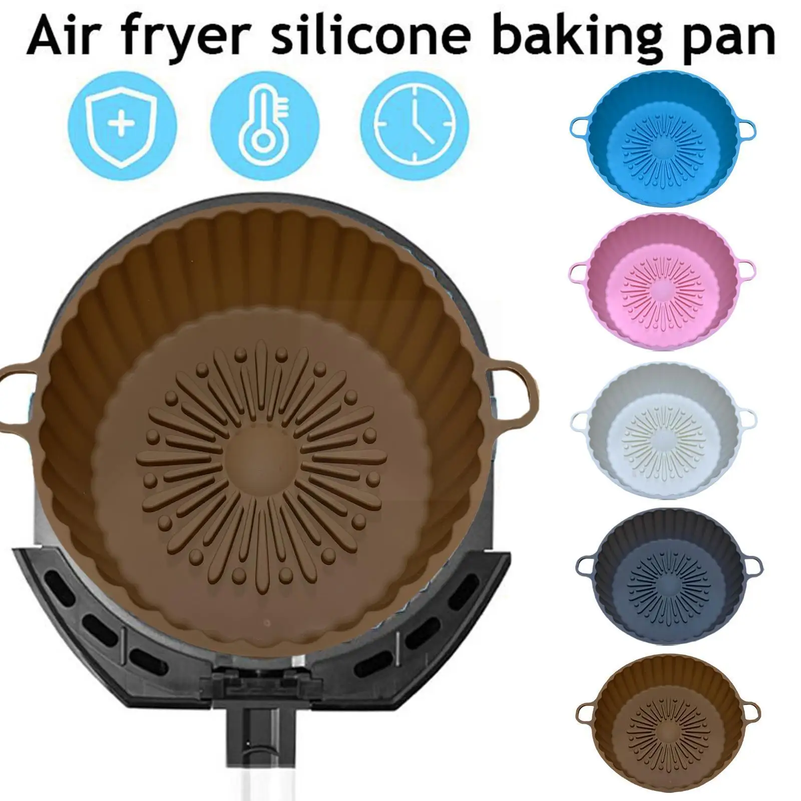 

Silicone Pot for Airfryer Reusable Air Fryer Accessories Baking Basket Pizza Plate Grill Pot Kitchen Cake Cooking Baking To T9P7