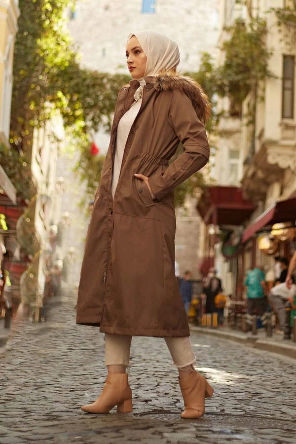 

Пушистые длинные пальто в Taba istanbulstyles для женщин everlast, мусульманская одежда, Турция