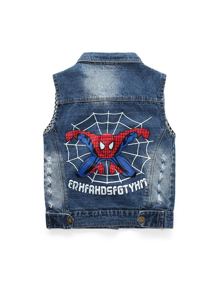 

New Children's Cowboy Vest Baby Boys Denim Sleeveless Personality Cartoon Vest Kid Clothes HOT! Spring Autumn Cotton Casual