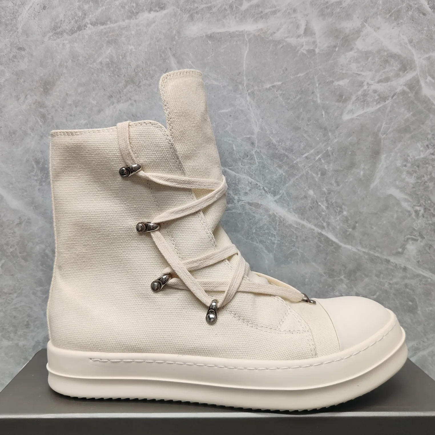 Круглые бежевые высокие парусиновые туфли Owens модные женские ботильоны уличная