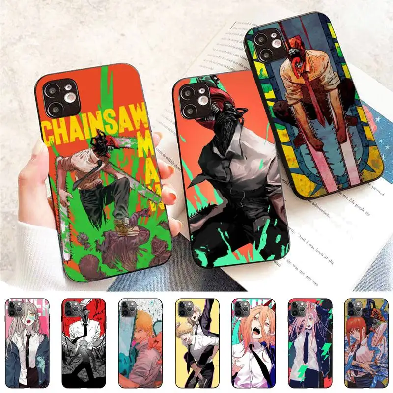 

MaiYaCa Anime Chainsaw Man Phone Case for iPhone 11 12 13 Mini Pro Max 8 7 6 6S Plus X 5 SE 2020 XR XS Funda cover