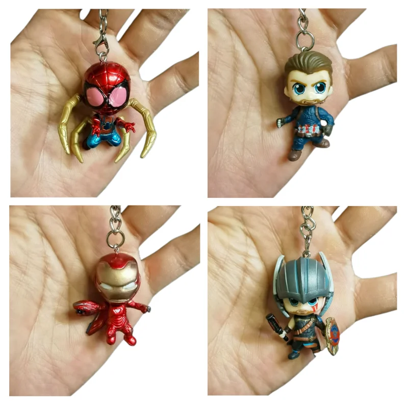 

Marvel Series Anime Avengers Cartoon Q Version Iron Man Spiderman Captain America Ant-Man Thor Keychain Pendant Creative Jewelry