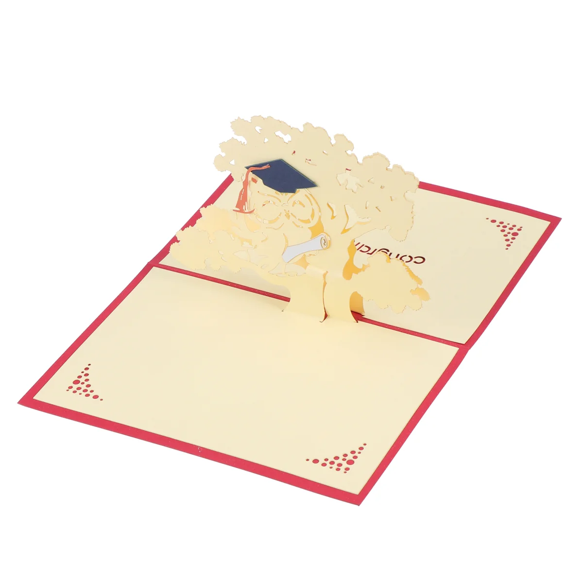 3D Greeting Floded Greeting Cards with Doctoral and Congratulations for Graduation(Red)
