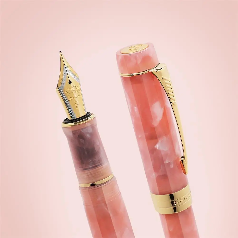 

Business Jinhao 100 Acrylic Fountain Pen Color Spin Orchid Fude Nib Supplies Calligraphy Office Peacock Pen Golden 0.5mm Pe A6a4