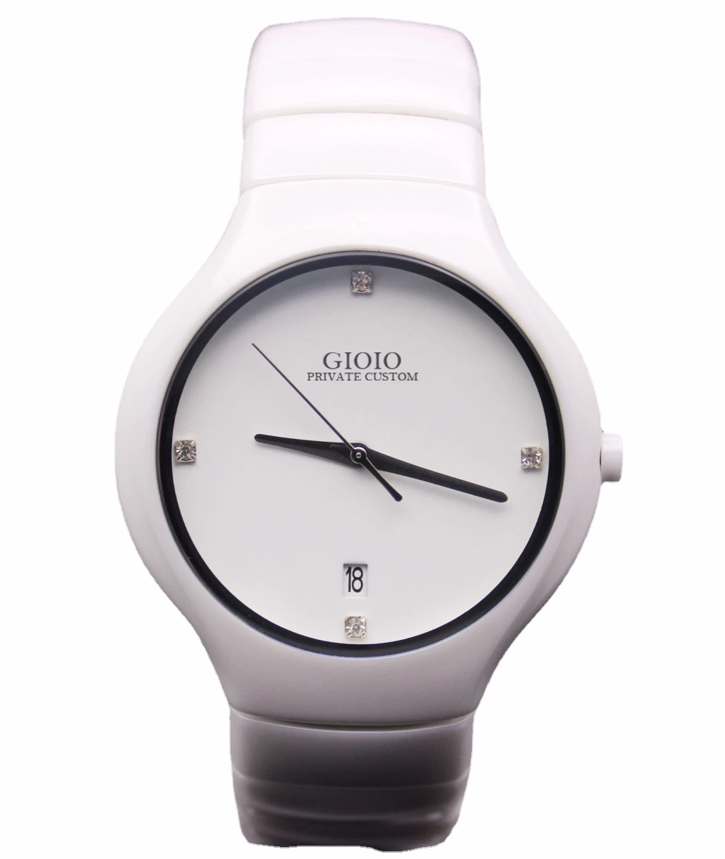

Men ceramic Watch quartz women lovers couple Ceramica Black White