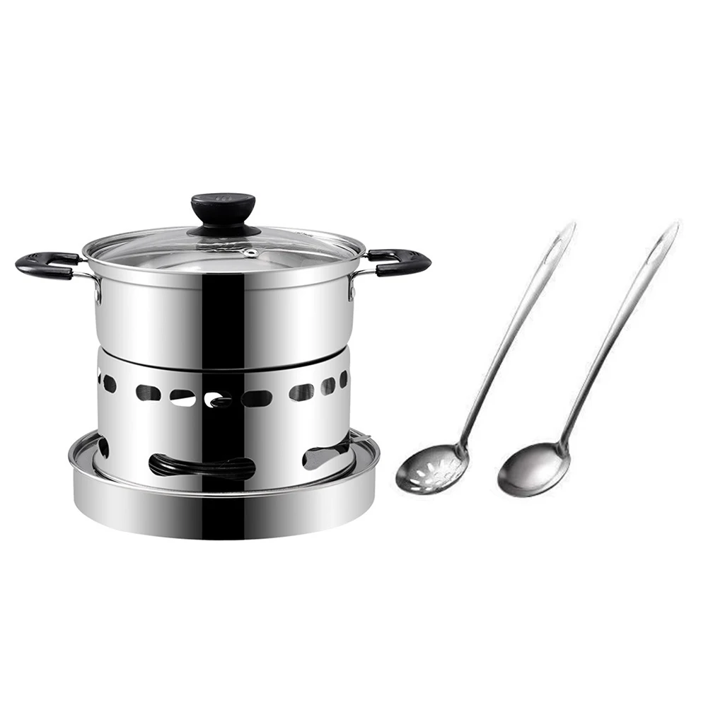 

Camping Stoves Camping Pot Small Hot Pot Stove System With Stove + Spoon 20cm Deep Alcohol Stove Camping Stoves