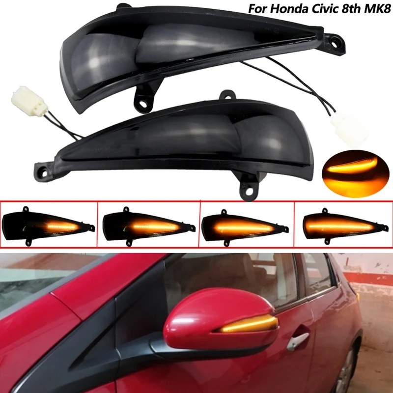

LED Dynamic Turn Signal Light Side Mirror Indicator for hondaCivic Hatchback 2pc E8BC