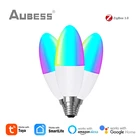 Умная светодиодная лампочка Tuya Zigbee 3,0, E14, RGB + W + C, с регулируемой яркостью, голосовым управлением, Alexa Google Home через шлюз SmartThings ZigBee