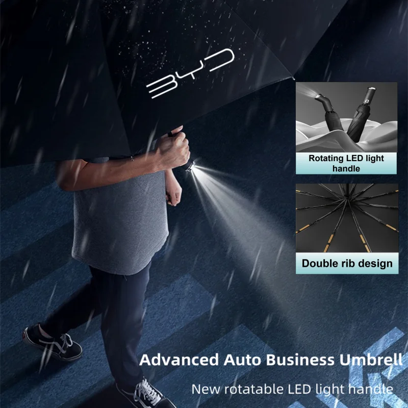 Полностью автоматический складной зонт с двойными косточками дождевой Зонт