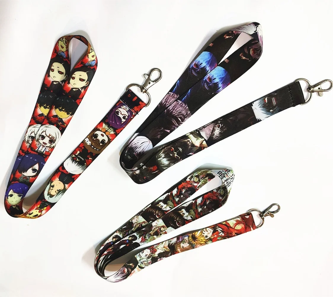 

Japanese Anime Tokyo Ghoul FAIRY TAIL Sword Art Online SAO Keychains Lanyard Neck Key Strap for Phone Keys ID Card