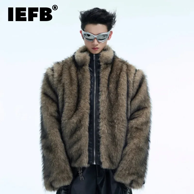 IEFB 2024 новые зимние мужские куртки нишевые из искусственного меха норки лоскутное