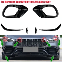 car front bumper lip splitters flaps apron air vent foglamp covers stickers for mercedes benz w118 c118 cla45 amg 2020 2021 2022
