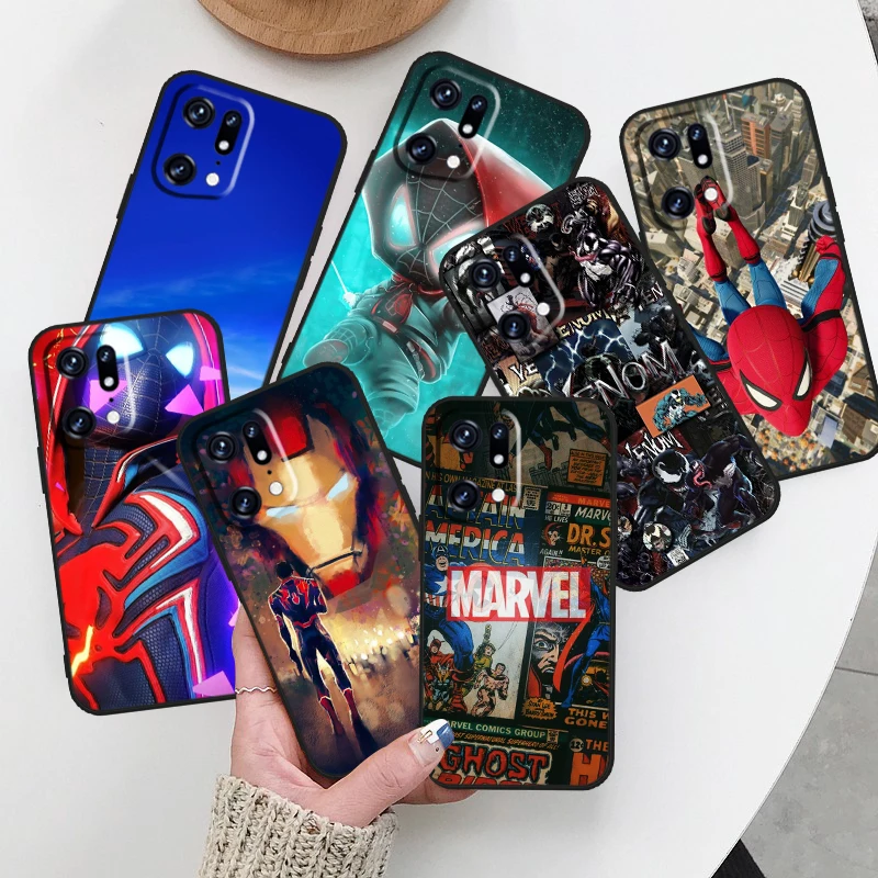 

marvel spiderman movies For OPPO Find X5 X3 X2 Neo Reno 7 6 5 Lite Pro 4Z 4G 5G Silicone Soft TPU Black Phone Case Cover