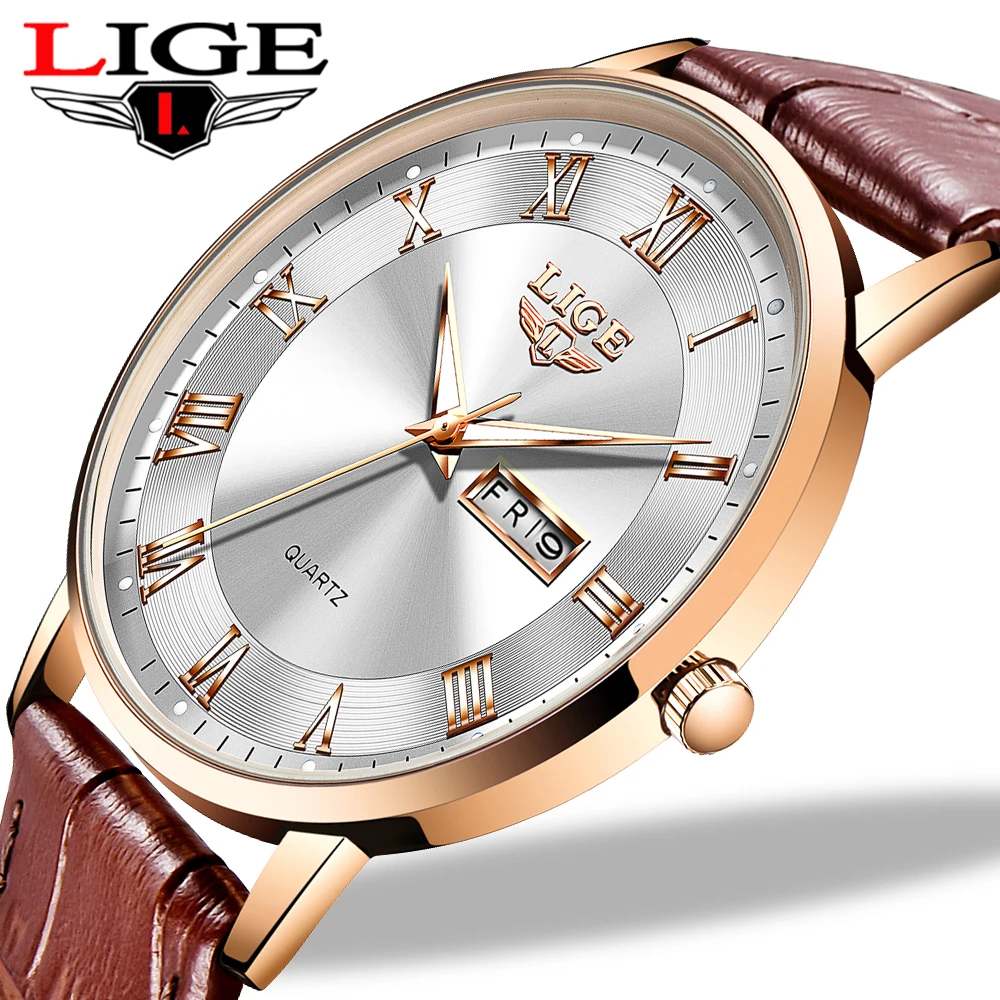 

2022 New LIGE Men Watches Top Brand Luxury Ultra-Thin Sport Quartz Wrist Watch Mens Fashion Leather Waterproof Casual Clock Male
