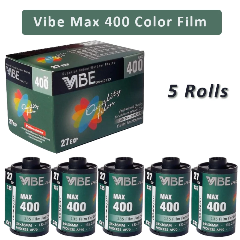 

1/5/6/10 рулон VIBE Max 400 цветная пленка универсальная ISO 400 135 отрицательная пленка 27EXP/рулон для камеры VIBE 501F
