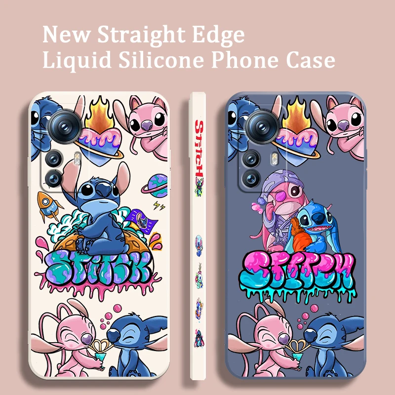

Lilo & Stitch Luxury Cartoon Phone Case For Xiaomi Mi 13 12S 12 12X 12T 11i 11T 11 10 10S Pro Lite Ultra 5G Liquid Left Rope