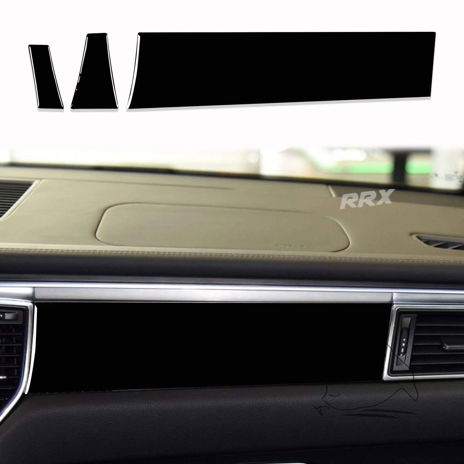 

for Porsche MACAN 2014-2018 Central Control Panel Decoration Cover Trim Decal Car Accessories Piano Black