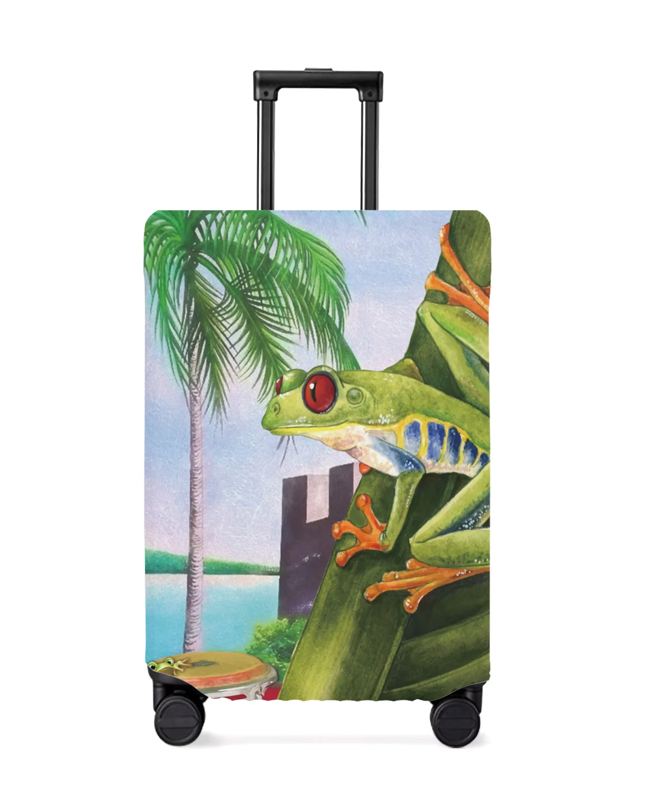 

Watercolor Tropical Plant Puerto Rico Flag Frog Travel Luggage Cover Elastic Baggage Cover Suitcase Dust Case Travel Accessories