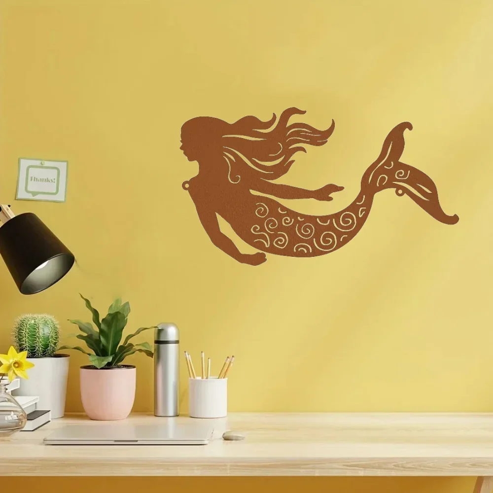 Настенное искусство Русалка в деревенском металле — уникальное изготовление