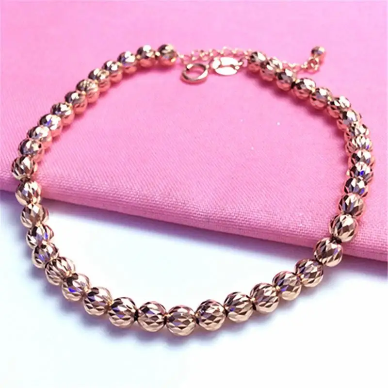 

Женский браслет с лазерными бусинами, фиолетовый золотистый браслет с покрытием под розовое золото 14 к, 585