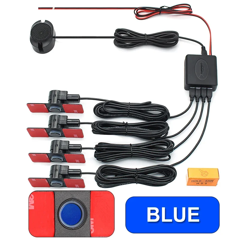 

Автомобильный датчик парковки, помощник Parktronics 4, черный/серебристый/белый, 13 мм, плоские датчики, радар заднего хода, звуковой сигнал тревоги