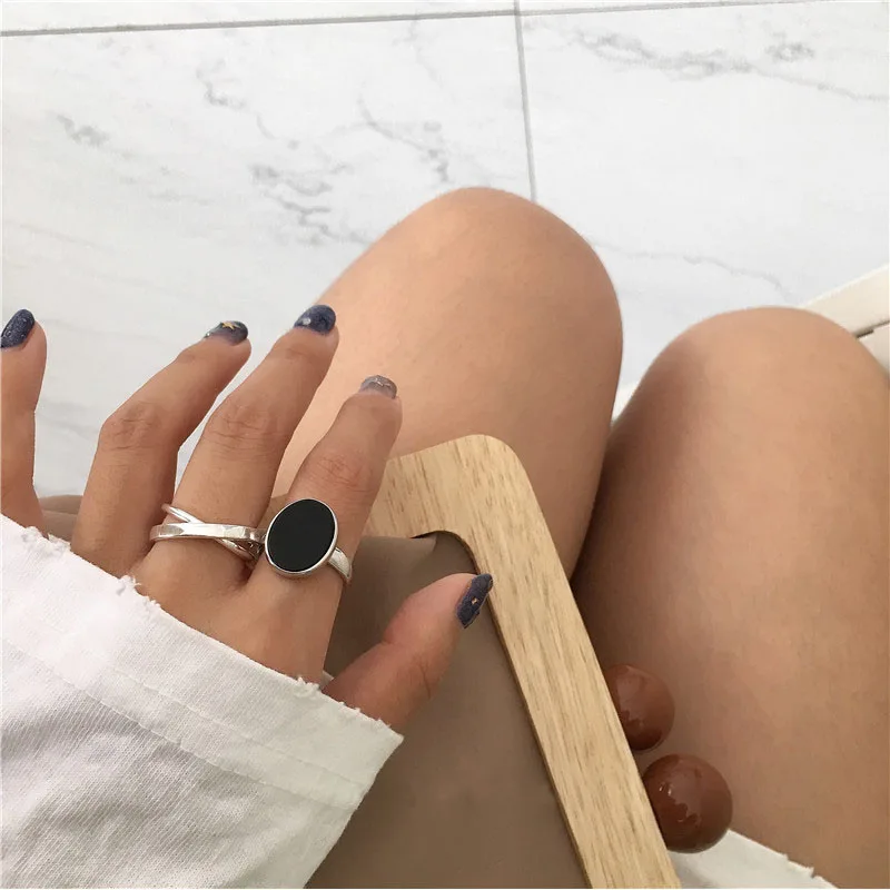 Evimi Простой Модный черный Глазурь овальной формы фотокольцо для женщин ювелирные