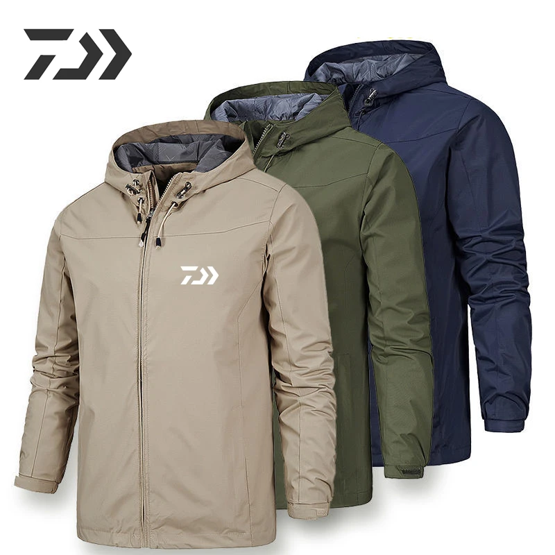 Daiwa Men Winter Fishing Jackets Waterproof Hooded Coats Outdoor Climbing Windbreaker Clothing Fishing Jerseys Outwears