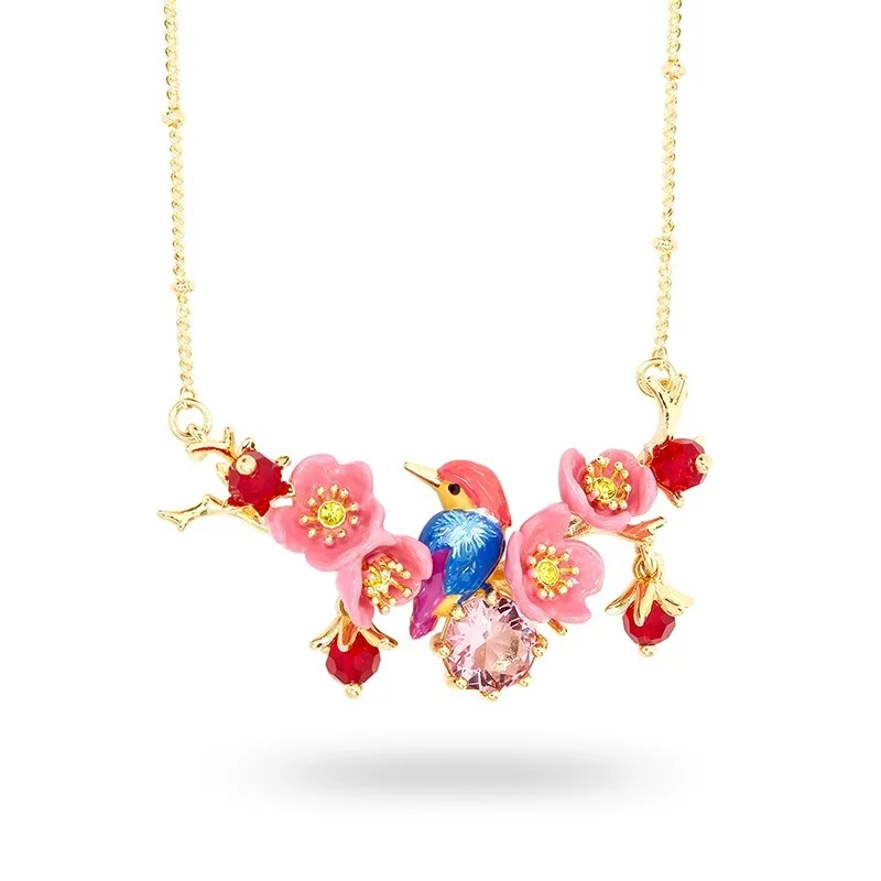 Ручная роспись эмаль осень-зима красочные Alcedo Atthis Bengalensis ветки сливы красные