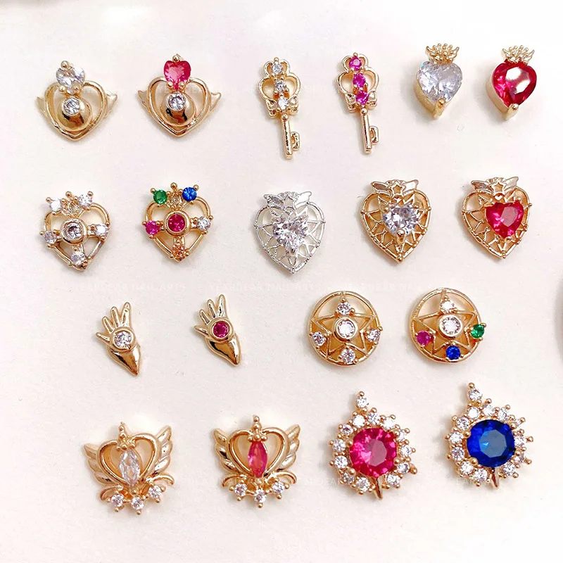 

10pcs metal Zircon drill Nail art jewelry Sailor Moon series nail decoration Japanese Gril Marrior nail zircon rhinestone Charms