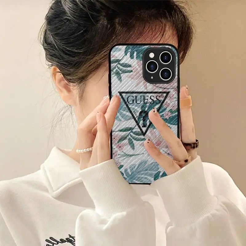 

Palm Tree Leaves Plant Flower Brand GUESS Phone Case Hard Leather Case for iPhone 11 12 13 Mini Pro Max 8 7 Plus SE 2020 X XR XS