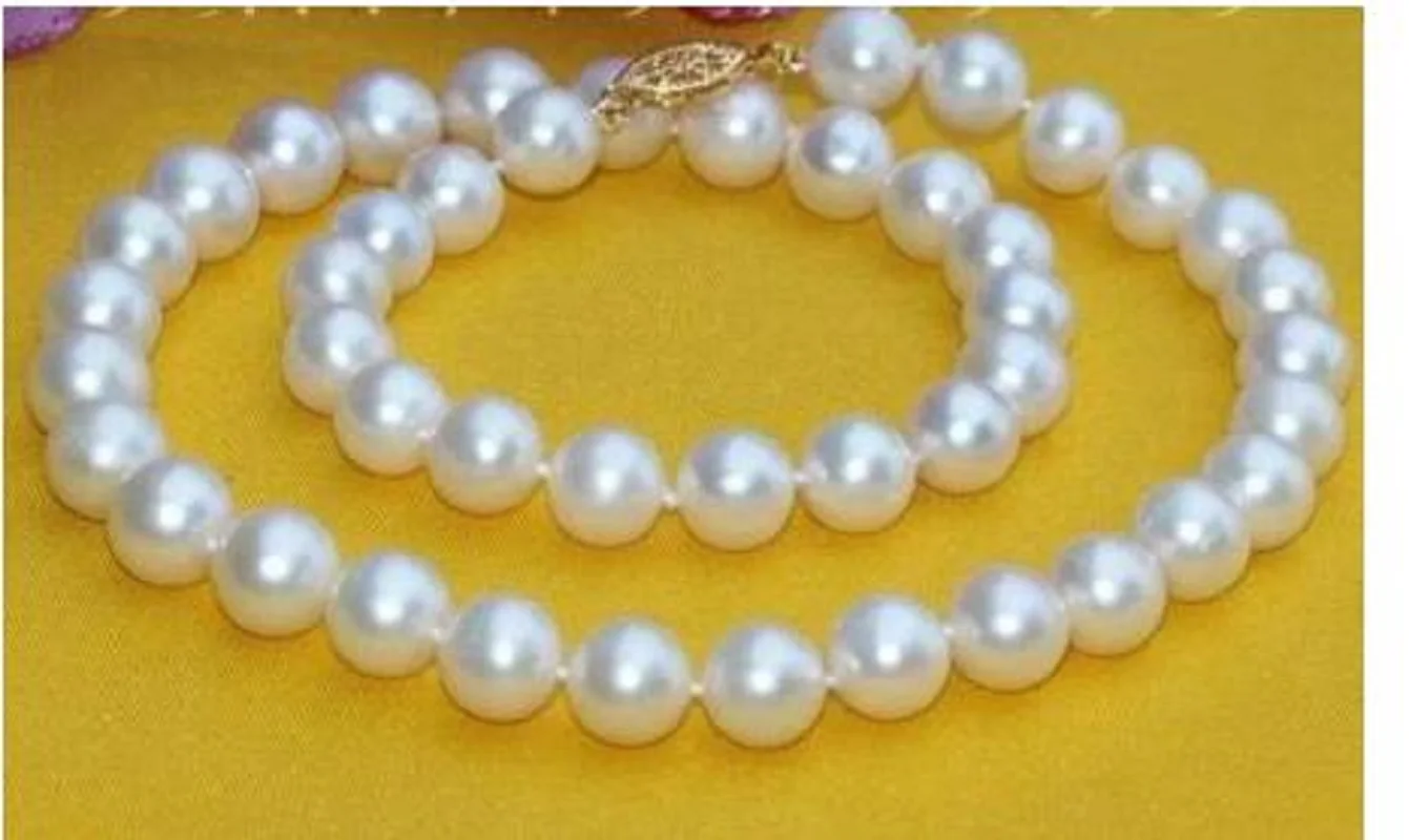 

Real Photo AAAAA 9-10mm South Sea Genuin White Pearl Necklace 18" 14K p fine jewelry jewelryJewelry Making