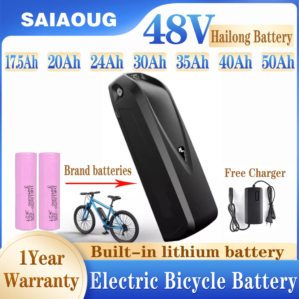 

48v Hailong Electric Bike Battery 48v 52v 20ah 24ah 30ah 40ah 50ah Bafang 500w 1000W 2000W E Bike Accu 13s5p Lithium Ion Battery
