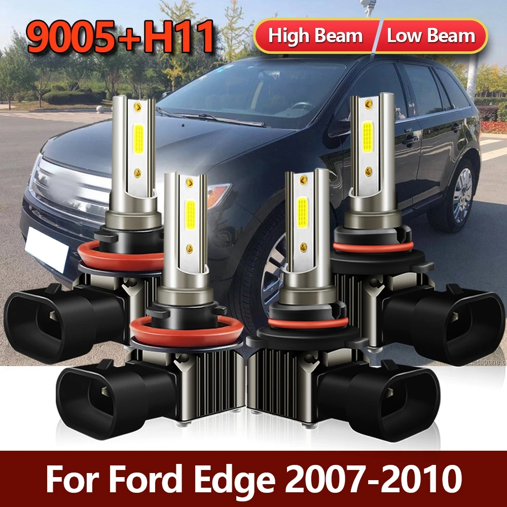 

4x LED 9005 H11 передние фары головного света с высоким и низким комбинированным налобным фонарем комплект аксессуаров для Ford Edge 2007 2008 2009 2010