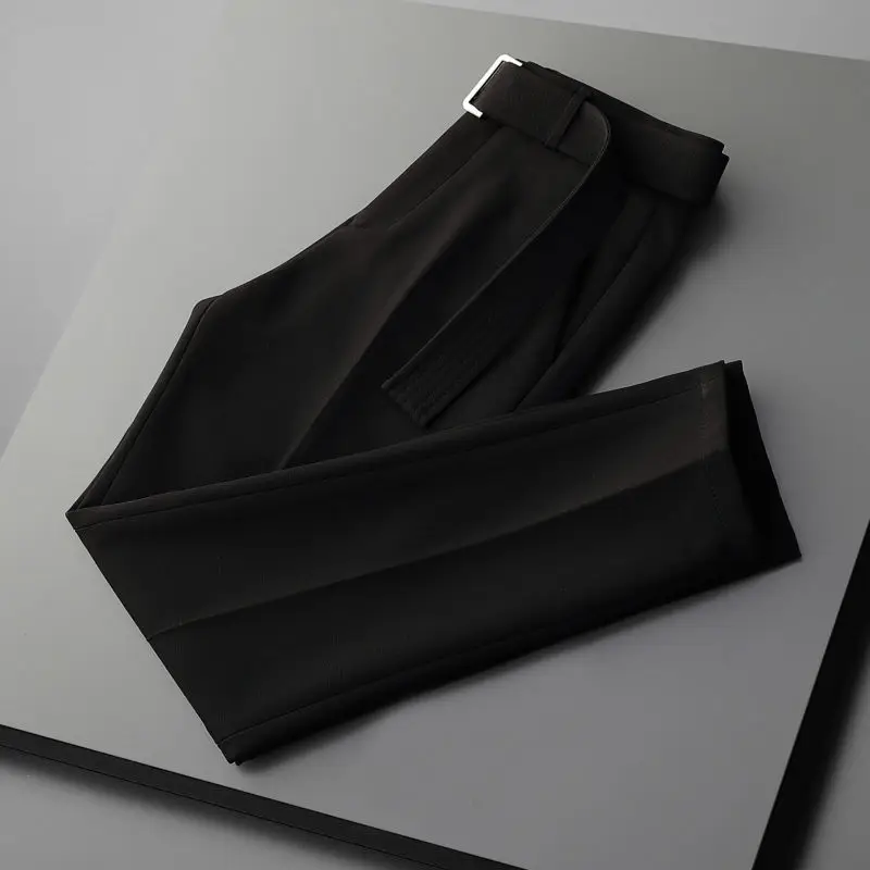 

2022 Summer Men's Trousers Thin Cool Trouser Formal Slim Classic Office Pant Ice Silk Casual Suit Pants for Male Trousers L06