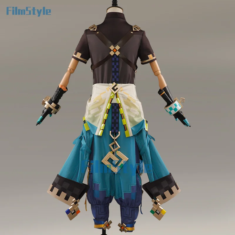 Genshin Impact Kinich Косплей Костюм Парик Turnfire Hunt Униформа Серьги Повязка Для Волос