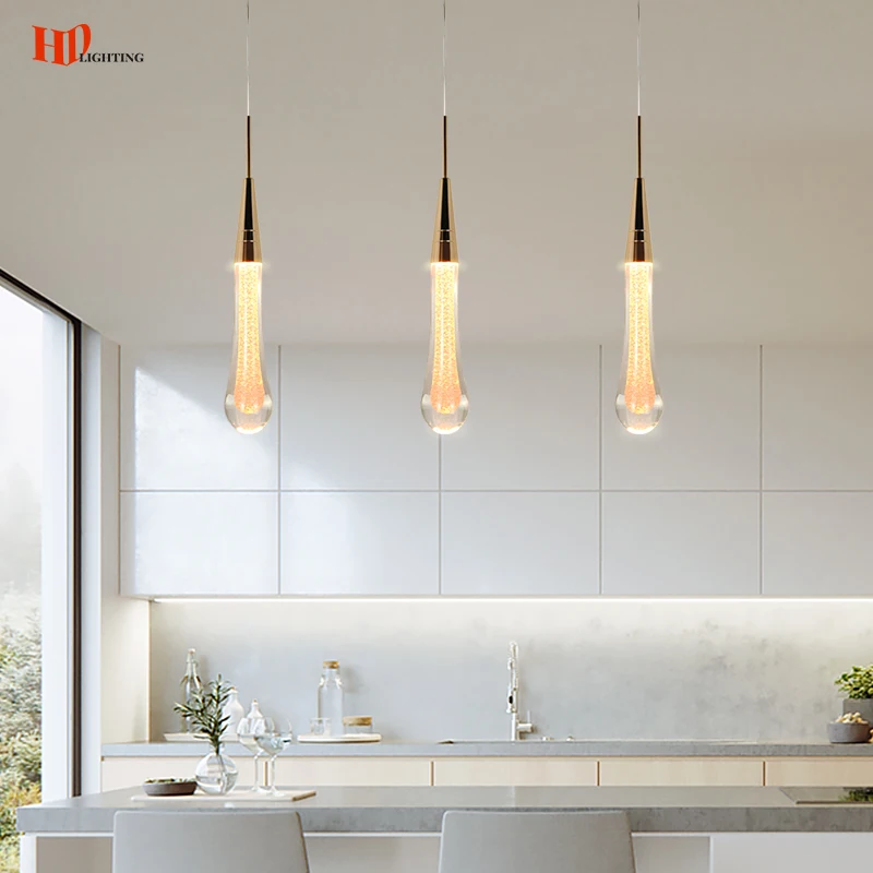 

HD Nordic K9 Crystal Pendant Light Creative LED Hanging Lamp For Bedroom Bedside Bathroom Bar Drop Shaped Staircase Lamp Fixture