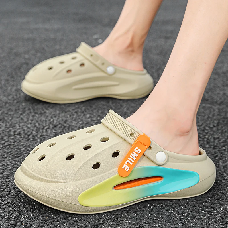 

Men's Closed Toe Platform Slippers Summer Breathable Shallow EVA Soft Sloe Slides Shoes for Men Outdoor Casual Men Beach Shoes