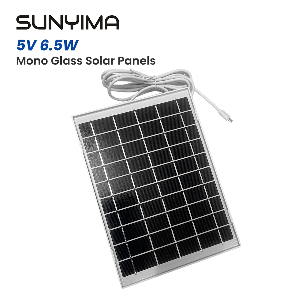 

1pcs SUNYIMA 5V 6.5W Monocrystalline Glass Solar Panel 238*170 Solar Low Power Monitor Charging Panel